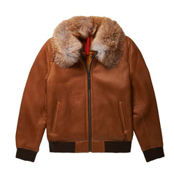 Men's B3 Brown Flying Aviator Shearling Bomber Jacket