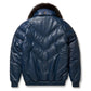 Men's Navy V-Bomber Leather Jacket