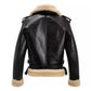 Men's Black Aviator Shearling Bomber Leather Jacket