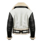 Men's Black & White Aviator B3 Bomber Leather Jacket