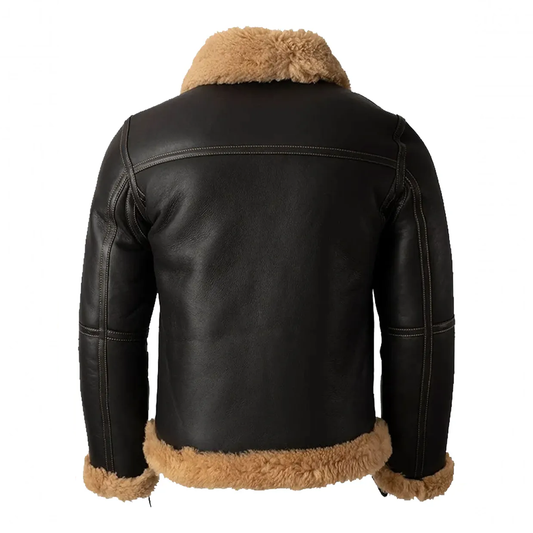 Men's B3 RAF Aviator Dark Brown Shearling Leather Jacket