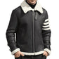 Men's Black B3 Bomber White Shearling Leather Jacket