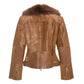 Women's Tara Calf Brown Fur Leather Jacket