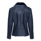 Women's Blue Shearling Straight Moto Jacket