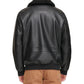 Men's Faux Sherpa Collar Bomber Leather Jacket