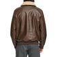 Men's Faux Sherpa Collar Bomber Leather Jacket