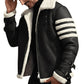 Men's Black B3 Bomber White Shearling Leather Jacket