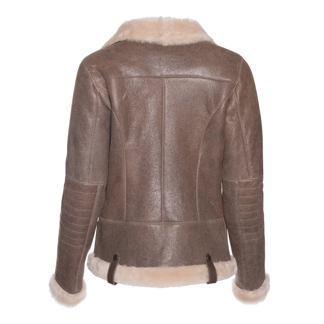 Women’s Spanish Merino Shearling Brown Leather Jacket